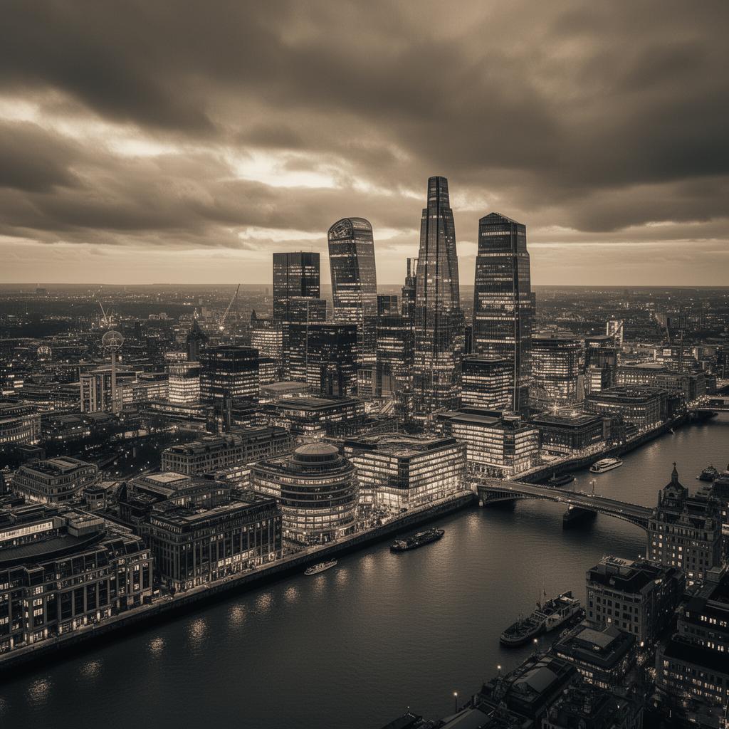 London financial district at dusk